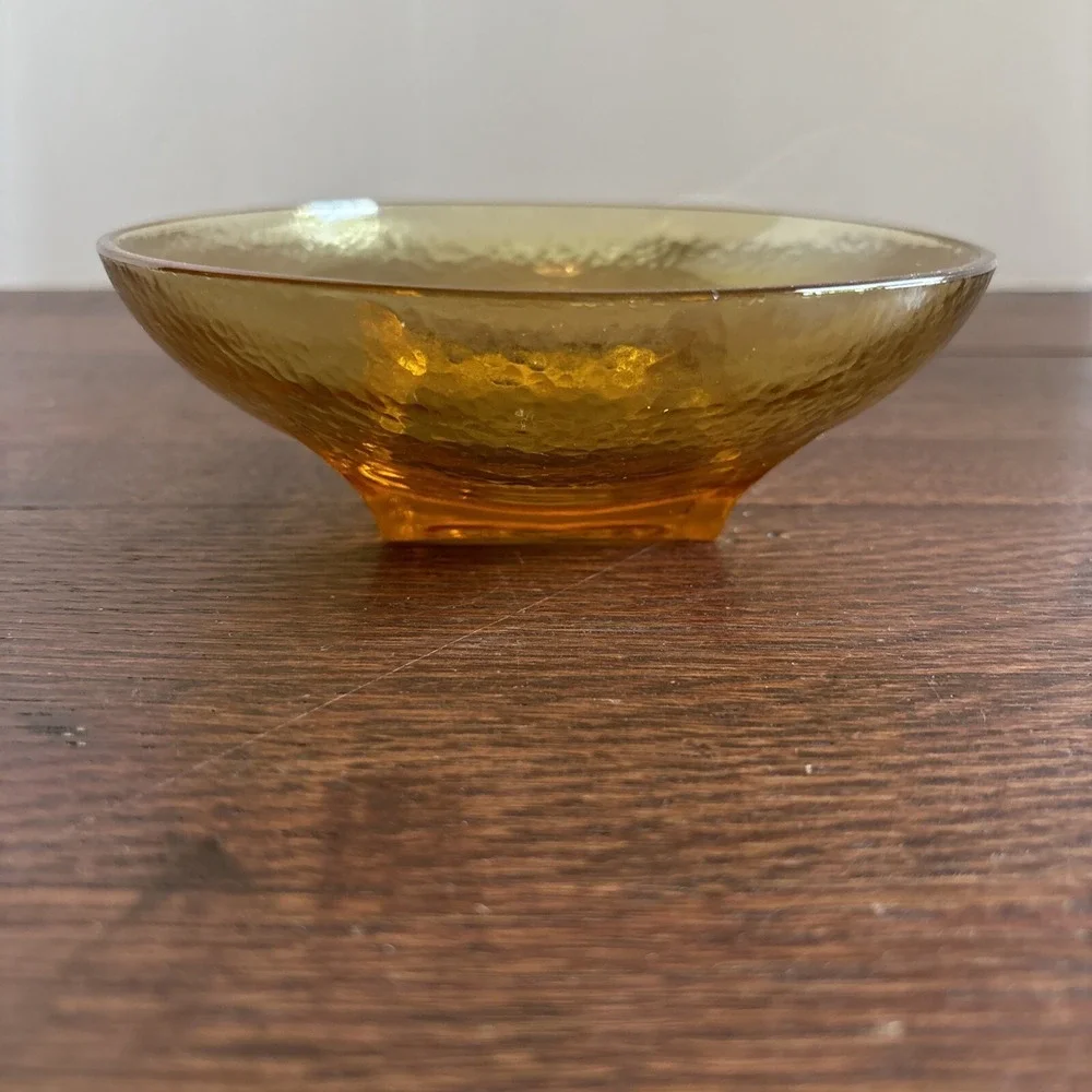 Vintage‎ Hazel Atlas Glass Capri Colony Amber Glass Salad Bowl Square Bottom MCM